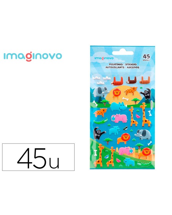 Pegatinas imaginovo cute animales safari con relieve 190x105 mm en blister