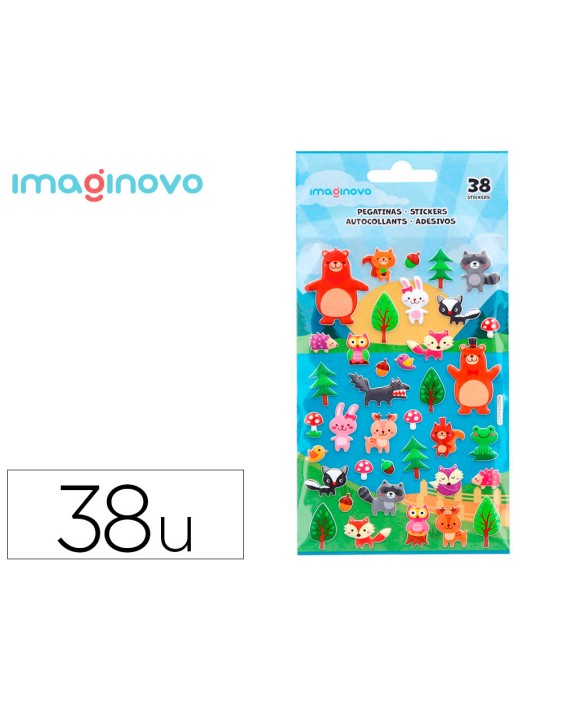 Pegatinas imaginovo cute animales bosque con relieve 190x105 mm en blister