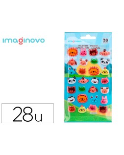 Pegatinas imaginovo cute animales salvajes caras con relieve 190x105 mm en blister