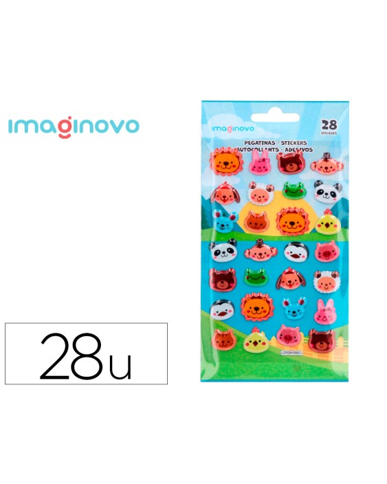 Pegatinas imaginovo cute animales salvajes caras con relieve 190x105 mm en blister