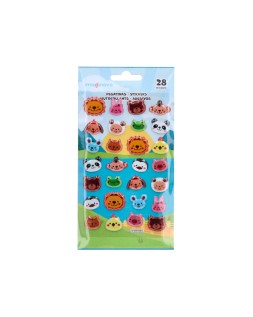 Pegatinas imaginovo cute animales salvajes caras con relieve 190x105 mm en blister
