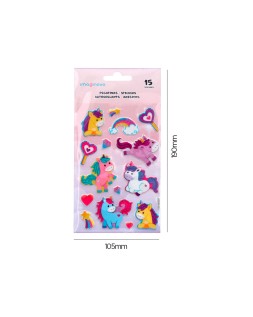 Pegatinas imaginovo unicornios magic dreams con brillo 190x105 mm en blister