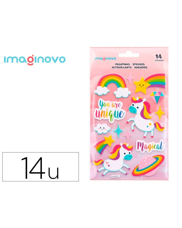 Pegatinas imaginovo unicornios magic dreams con relieve 210x130 mm en blister