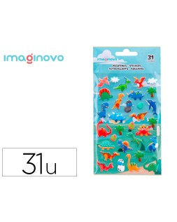 Pegatinas imaginovo kids dinosaurios goma eva 190x105 mm en blister