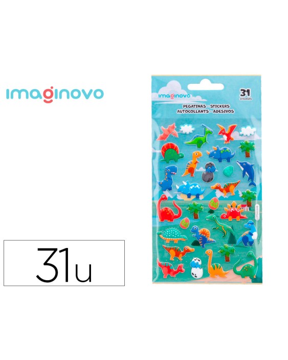Pegatinas imaginovo kids dinosaurios goma eva 190x105 mm en blister