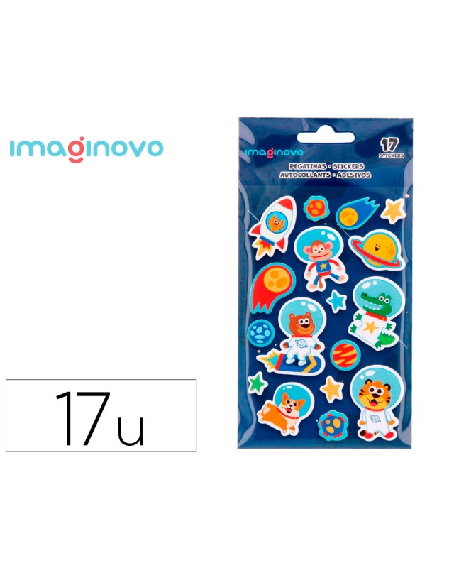 Pegatinas imaginovo luminosas astronautas con relieve 190x105 mm en blister
