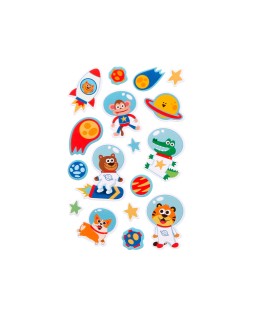 Pegatinas imaginovo luminosas astronautas con relieve 190x105 mm en blister
