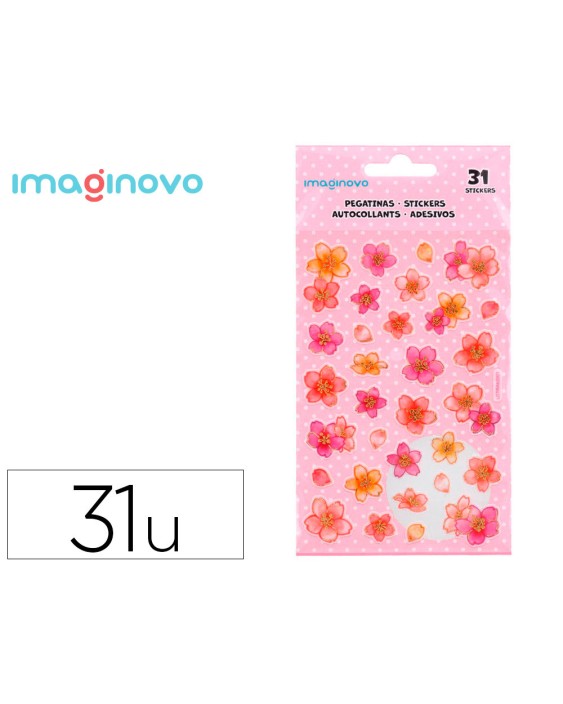 Pegatinas imaginovo flores rosas de papel 190x104 mm en blister