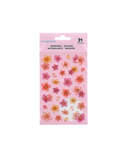Pegatinas imaginovo flores rosas de papel 190x104 mm en blister