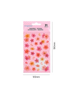 Pegatinas imaginovo flores rosas de papel 190x104 mm en blister