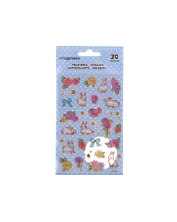 Pegatinas imaginovo flores y conejos de papel 190x104 mm en blister