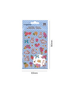 Pegatinas imaginovo flores y conejos de papel 190x104 mm en blister