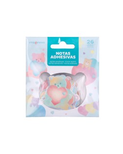 Pegatinas imaginovo notas adhesivas papel forma oso y corazon 110x105 mm en blister