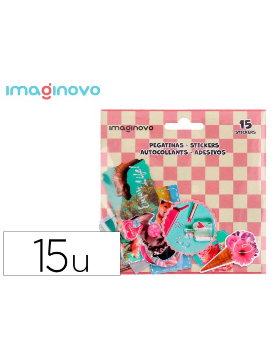 Pegatinas imaginovo good vibes diseños surtidos para ordenador 145x140 mm en blister