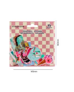 Pegatinas imaginovo good vibes diseños surtidos para ordenador 145x140 mm en blister