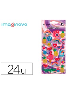 Pegatinas imaginovo diseños surtidos verano con brillo 214x100 mm en blister