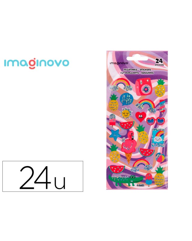 Pegatinas imaginovo diseños surtidos verano con brillo 214x100 mm en blister