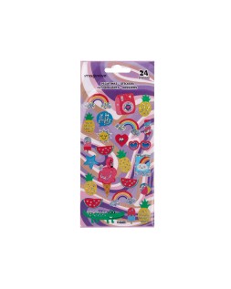 Pegatinas imaginovo diseños surtidos verano con brillo 214x100 mm en blister