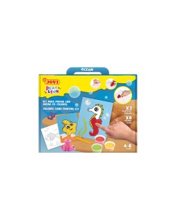 Juego jovi play&fun pinta con arena de colores animales marinos