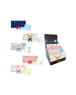 Sobres de regalo arguval con lazo + tarjeta 4 modelos papel 250 gr con relieve y holografia 23x11 cm