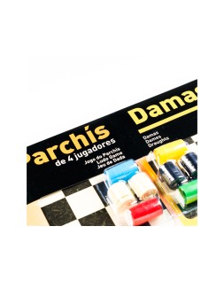 Parchis con damas tablero grande 4 jugadores 41x40x4,5 cm
