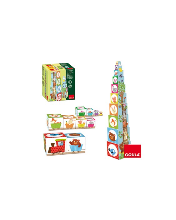 Juego diset didacticos cubos apilables figuras del bosque