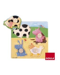 Puzle goula madera 4 piezas animales granja color