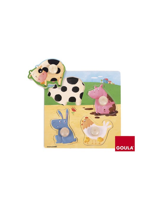 Puzle goula madera 4 piezas animales granja color