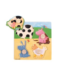 Puzle goula madera 4 piezas animales granja color