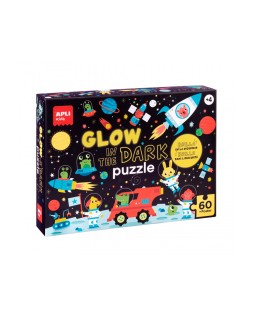 Puzle apli fluorescente espacio 60 piezas tamaño 6x6 cm