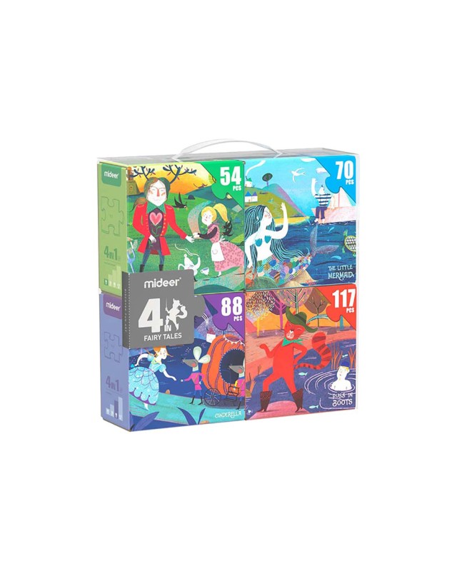 Puzle mideer 4 en 1 cuento de hadas 54/70/88/117 piezas