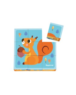 Puzle infantil imaginovo madera cubos de animales +24 meses 15 piezas incluye 12 patrones 22x22x6,4cm