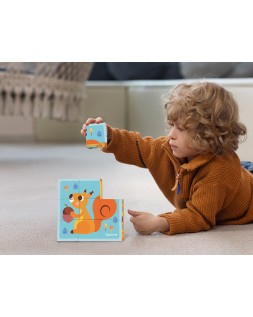 Puzle infantil imaginovo madera cubos de animales +24 meses 15 piezas incluye 12 patrones 22x22x6,4cm