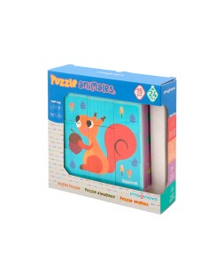 Puzle infantil imaginovo madera cubos de animales +24 meses 15 piezas incluye 12 patrones 22x22x6,4cm