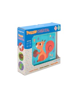 Puzle infantil imaginovo madera cubos de animales +24 meses 15 piezas incluye 12 patrones 22x22x6,4cm
