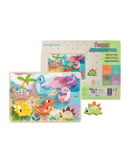 Puzle infantil imaginovo madera 3d dinosaurios +12 meses 8 piezas 29,5x22x1,7cm