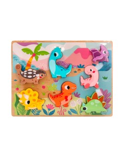 Puzle infantil imaginovo madera 3d dinosaurios +12 meses 8 piezas 29,5x22x1,7cm