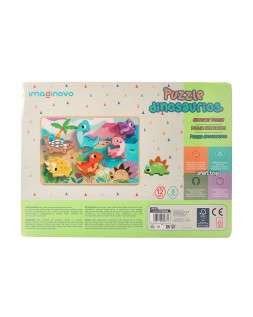 Puzle infantil imaginovo madera 3d dinosaurios +12 meses 8 piezas 29,5x22x1,7cm