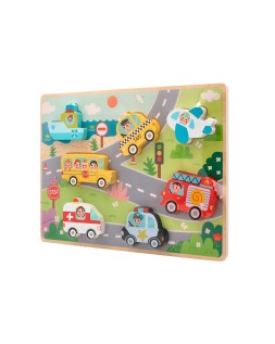 Puzle infantil imaginovo madera 3d vehiculos +12 meses 8 piezas 29,5x22x1,7cm
