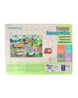 Puzle infantil imaginovo madera 3d vehiculos +12 meses 8 piezas 29,5x22x1,7cm