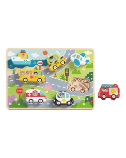 Puzle infantil imaginovo madera 3d vehiculos +12 meses 8 piezas 29,5x22x1,7cm