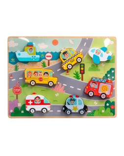 Puzle infantil imaginovo madera 3d vehiculos +12 meses 8 piezas 29,5x22x1,7cm