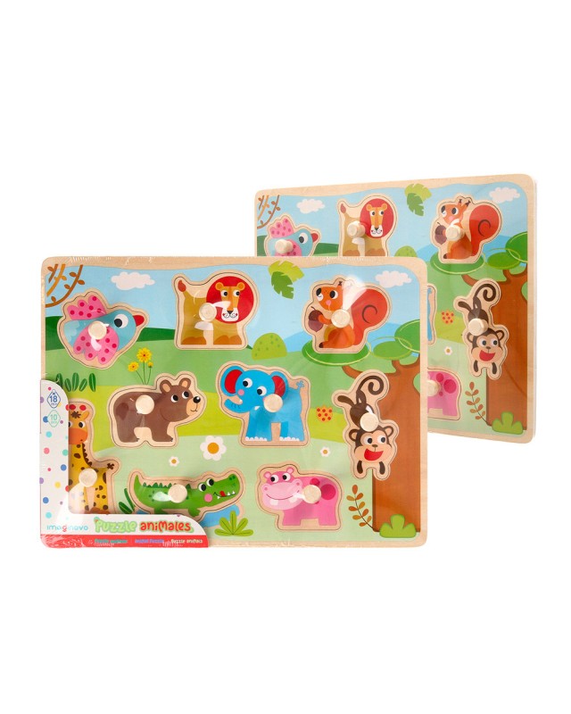Puzle infantil imaginovo madera animales +18 meses 9 piezas 30x22,5x1,5cm