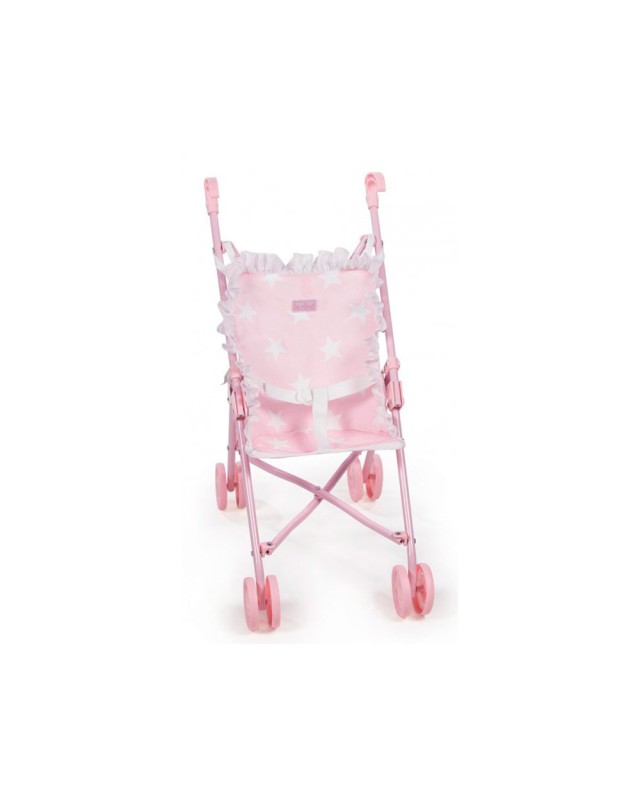 Silla pequeña de paseo para muñecas carlota color rosa 550x270x410 mm
