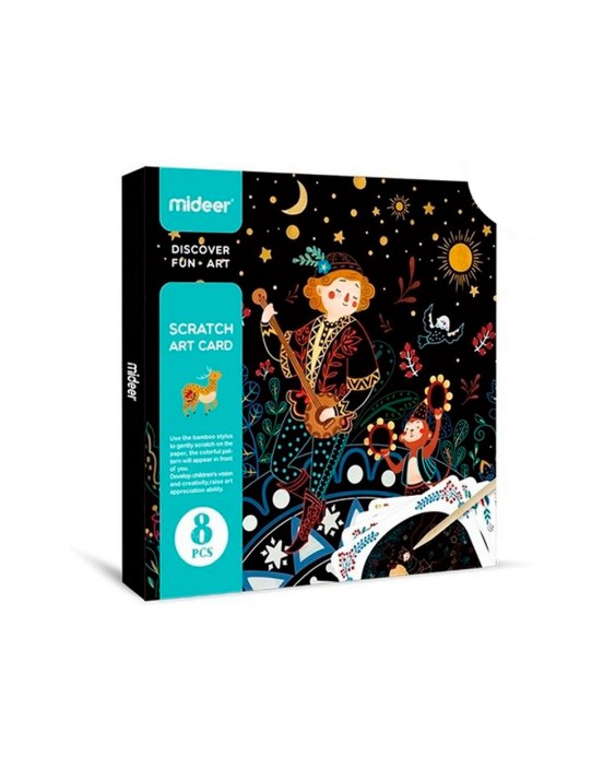 Juego didactico mideer scratch art card boy