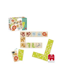 Juego goula jumbo domino madera selva 28 piezas