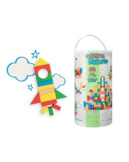 Juego infantil imaginovo madera construccion de bloques +12 meses 100 piezas 29x29x3,5cm