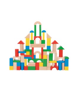 Juego infantil imaginovo madera construccion de bloques +12 meses 100 piezas 29x29x3,5cm