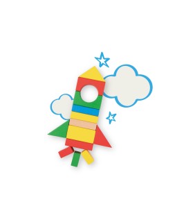 Juego infantil imaginovo madera construccion de bloques +12 meses 100 piezas 29x29x3,5cm