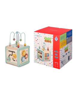 Juego infantil imaginovo madera cubo de actividades +18 meses 15,5x15,5x28cm